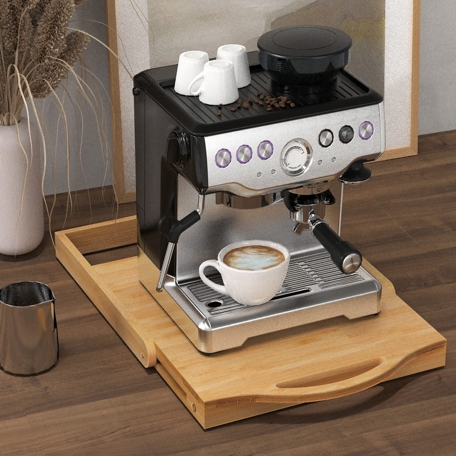 Appliance Slider, Bamboo Sliding Tray for Coffee Maker & Heavy Kitchen  Appliances, Under Cabinet Countertop Appliance Sliding Rolling Tray with  Smooth