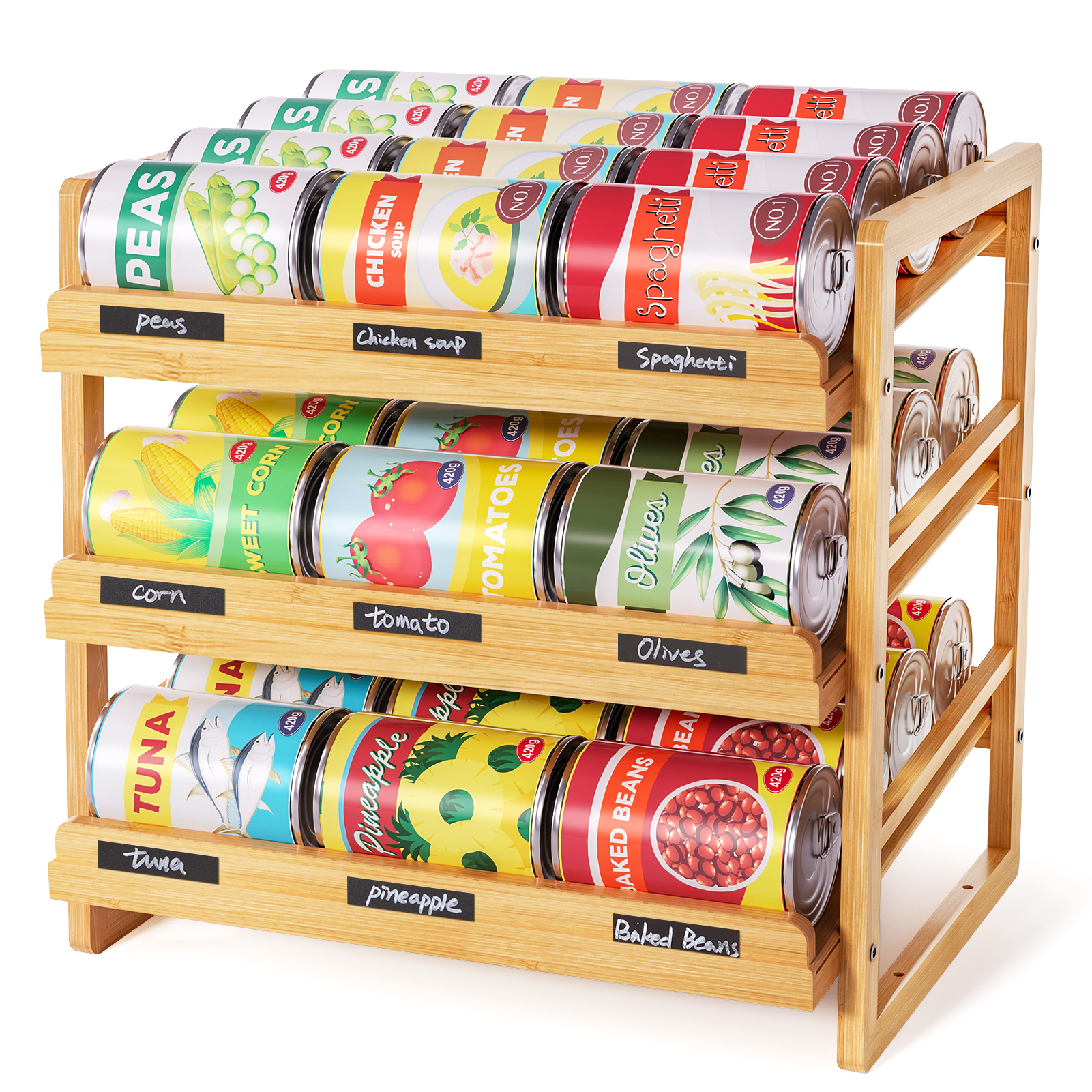 Can Organizer for Pantry, 3 Tier Stackable Can Rack Organizer, Canned Goods  Orga