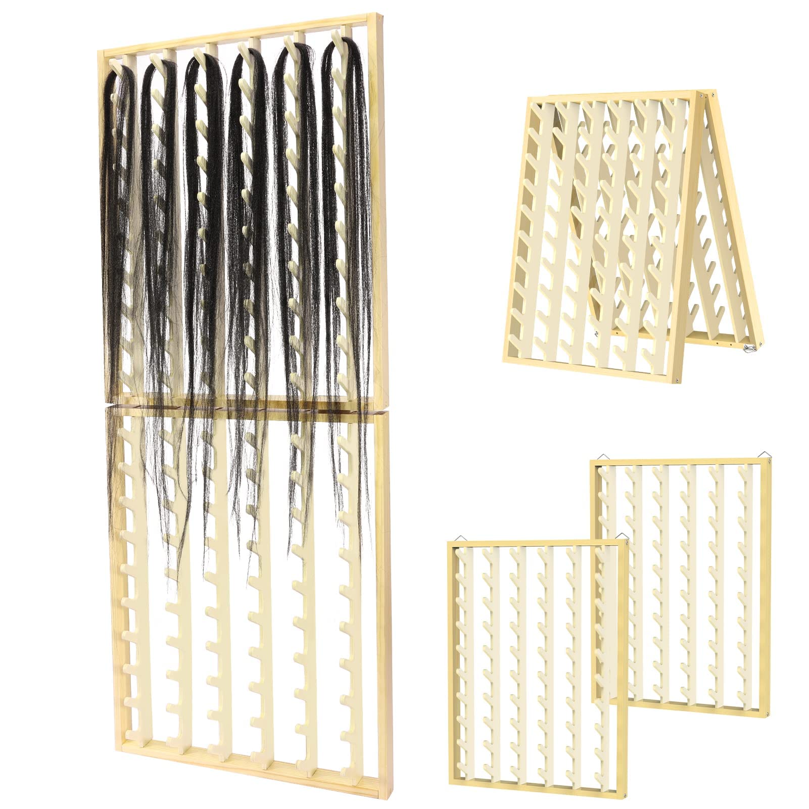 Braiding Hair Rack 120 Pegs Wall Mount Hair Holder Hair Separator Extension