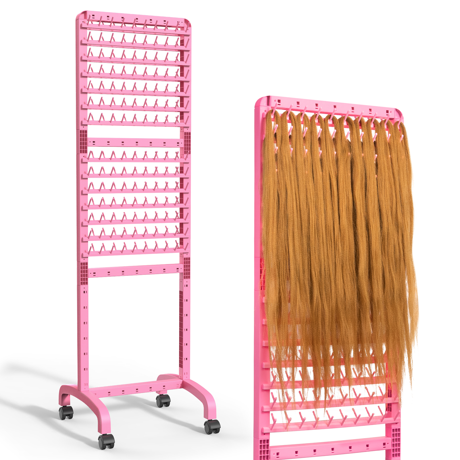 Portable Braiding Hair Rack 120 Pegs, 2-in-1 Standing Hair Holder Braid  Rack for Braiding Hair, Double Sided Hair Separator Stand for Stylists,  Hair